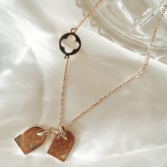 *LAST ONE!* Monogram Tags Necklace 18k Gold Plated - Picture 7 of 11